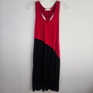 Calvin Klein Casual Dress Color Block Racerback Sleeveless Red Black Size‎ 10